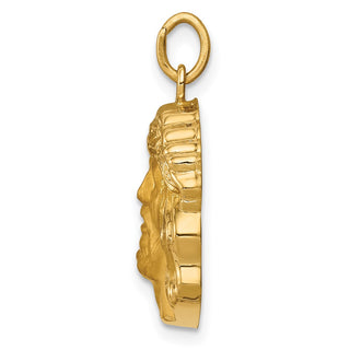 14K Yellow Gold Hollow Polished/Satin Medium Jesus Medal Pendant XR1738