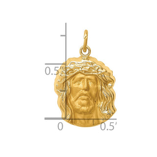 14K Yellow Gold Hollow Polished/Satin Medium Jesus Medal Pendant XR1738