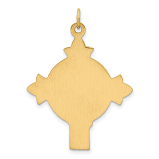 14K Yellow Gold Hollow Polished/Satin Medium Jesus Medal Pendant Cross