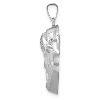 14k White Gold Hollow Polished/Satin Medium Jesus Medal Pendant