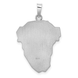 14k White Gold Hollow Polished/Satin Medium Jesus Medal Pendant