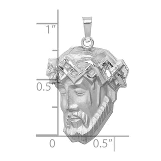 14k White Gold Hollow Polished/Satin Medium Jesus Medal Pendant