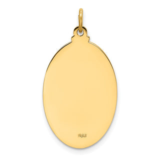 14K Yellow Gold Solid Polished/Satin Oval Our Lady of Guadalupe Medal Pendant
