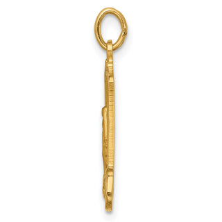 14K Yellow Gold Solid Polished/Satin Rectangle Framed Miraculous Medal Pendant