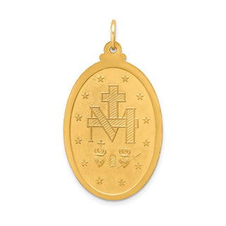 14K Yellow Gold Solid Polished/Satin Large Oval Miraculous Medal Pendant XR1747