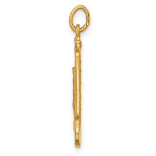 14k Yellow Gold Solid Large Rectangle Framed Miraculous Medal Pendant - 26.15 x 14.5mm, Polished, Satin & Brushed