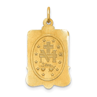 14K Yellow Gold Solid Polished/Satin Large Rectangle Framed Miraculous Medal Pendant