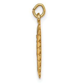 14K Yellow Gold Solid Polished/Satin Small Oval Scalloped Miraculous Medal Pendant