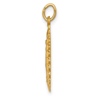 14K Yellow Gold Solid Polished/Satin Medium Oval Scalloped Miraculous Medal Pendant