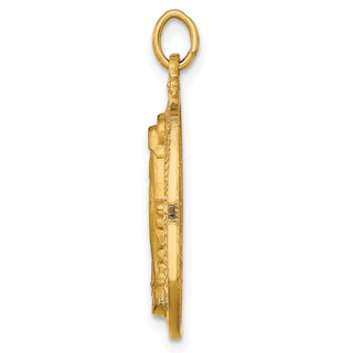 14K Yellow Gold Solid Polished/Satin Medium Oval Miraculous Medal Pendant XR1754