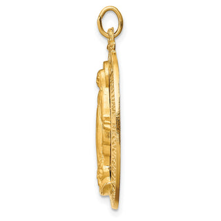14K Yellow Gold Solid Polished/Satin Large Oval Miraculous Medal Pendant XR1755