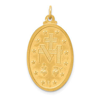 14K Yellow Gold Solid Polished/Satin Large Oval Miraculous Medal Pendant XR1755
