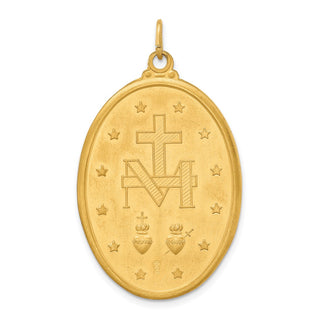 14k Solid Polished/Satin Extra Large Oval Miraculous Medal