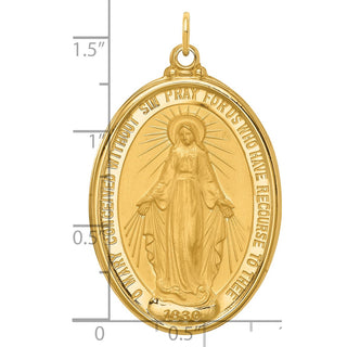 14k Solid Polished/Satin Extra Large Oval Miraculous Medal