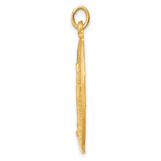 14K Yellow Gold Solid Polished/Satin Medium Oval Miraculous Medal Pendant XR1759