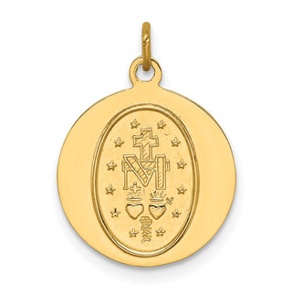 14K Yellow Gold Solid Polished/Satin Round Miraculous Medal Pendant XR1765