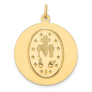 14K Yellow Gold Solid Polished/Satin Round Miraculous Medal Pendant XR1766