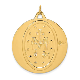 14K Yellow Gold Solid Polished/Satin Large Round Miraculous Medal Pendant XR1767