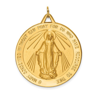 14K Yellow Gold Solid Polished/Satin Large Round Miraculous Medal Pendant XR1767