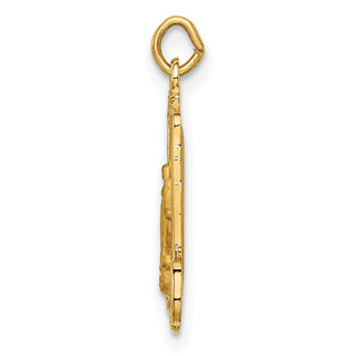 14K Yellow Gold Solid Polished/Satin Rectangular Miraculous Medal Pendant
