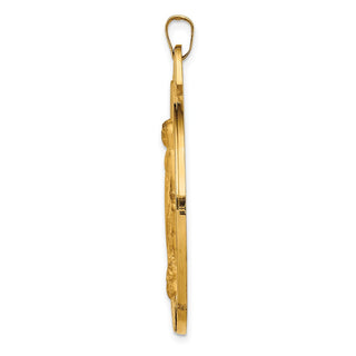 14K Yellow Gold Solid Polished/Satin Large Raised Round Milagrosa Medal Pendant
