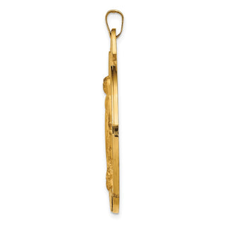 14k Yellow Gold Solid Large Raised Round Milagrosa Medal Pendant - 42.5 x 34.5mm, Polished, Satin & Engravable