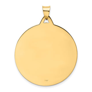 14k Yellow Gold Solid Large Raised Round Milagrosa Medal Pendant - 42.5 x 34.5mm, Polished, Satin & Engravable