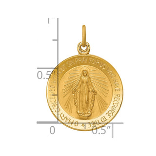14K Yellow Gold Solid Polished/Satin Small Round Miraculous Medal Pendant