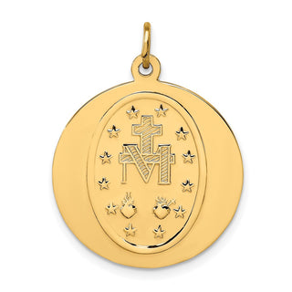14K Yellow Gold Solid Polished/Satin Large Round Miraculous Medal Pendant XR1774