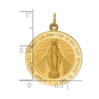14K Yellow Gold Solid Polished/Satin Large Round Miraculous Medal Pendant XR1774
