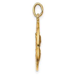 14K Yellow Gold Solid Small Queen Of Holy Scapular Reversible Medal Pendant