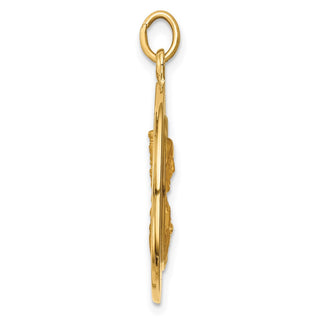 14k Yellow Gold Solid Large Queen of Holy Scapular Medal Pendant - 29.3 x 22mm, Reversible, Polished & Satin