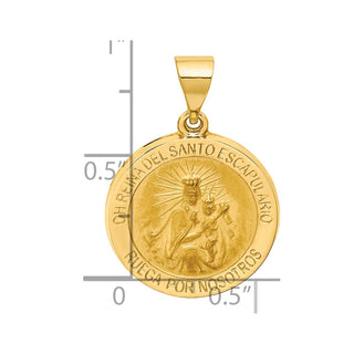14k Yellow Gold Hollow Polish Round Spanish Escapulario Reversible Medal Pendant