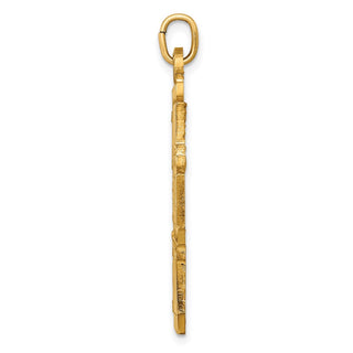 14K Yellow Gold Solid Polished/Satin Large 4-Way Medal Pendant