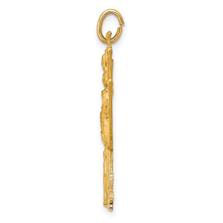 14K Yellow Gold Solid Polished/Satin Large 4-Way Medal Pendant Cross