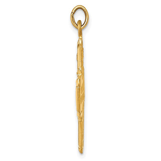 14K Yellow Gold Solid Polished/Satin Medium 4-Way Medal Pendant