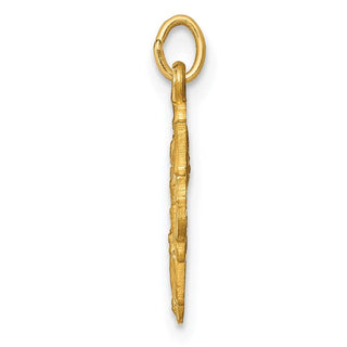 14K Yellow Gold Solid Satin Small 4-Way Medal Pendant
