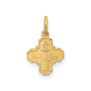 14K Yellow Gold Solid Polished Tiny 4-Way Medal Pendant