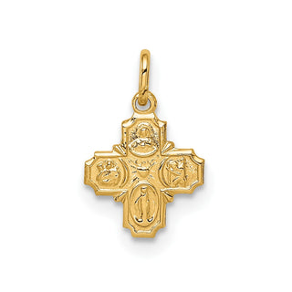 14K Yellow Gold Solid Polished Tiny 4-Way Medal Pendant