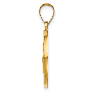 14k Yellow Gold Hollow Polished/Satin Round St. Augustine Medal Pendant