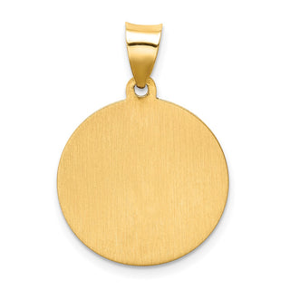 14k Yellow Gold Hollow Polished/Satin Round St. Augustine Medal Pendant