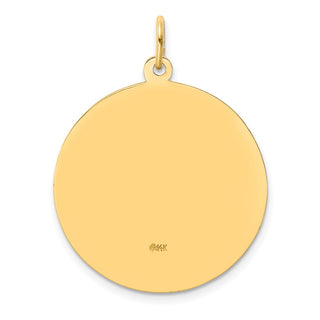 14K Yellow Gold Solid Polished/Satin Large Round St. Anthony Medal Pendant