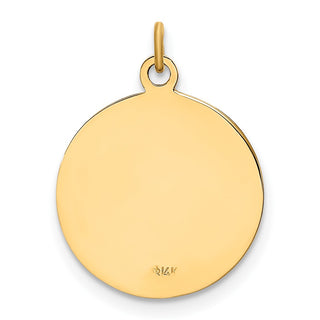 14K Yellow Gold Solid Polished/Satin Small Round St. Christopher Medal Pendant XR1790