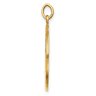 14K Yellow Gold Solid Polished/Satin Medium Round St. Christopher Medal Pendant XR1791