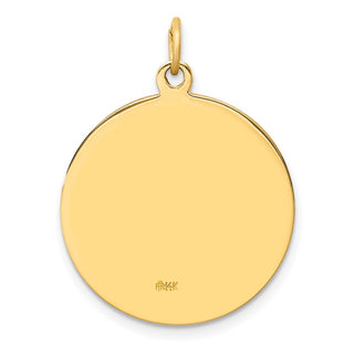14k Yellow Gold Solid Medium Round St. Christopher Medal Pendant - 29 x 22mm, Polished & Satin
