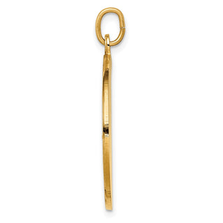 14K Yellow Gold Solid Polished/Satin Large Round St. Christopher Medal Pendant