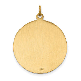 14K Yellow Gold Solid Polished/Satin Large Round St. Christopher Medal Pendant