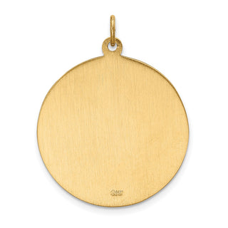 14k Yellow Gold Solid Large Round St. Christopher Medal Pendant - 31.7 x 24.5mm, Polished, Satin & Engravable