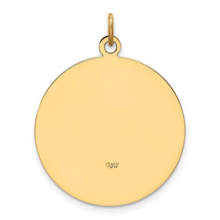 14K Yellow Gold Solid Polished/Satin Medium Round St. Christopher Medal Pendant XR1793