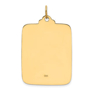 14k Yellow Gold Solid Large Rectangle St. Christopher Medal Pendant - 39.5 x 25mm, Polished, Satin & Engravable